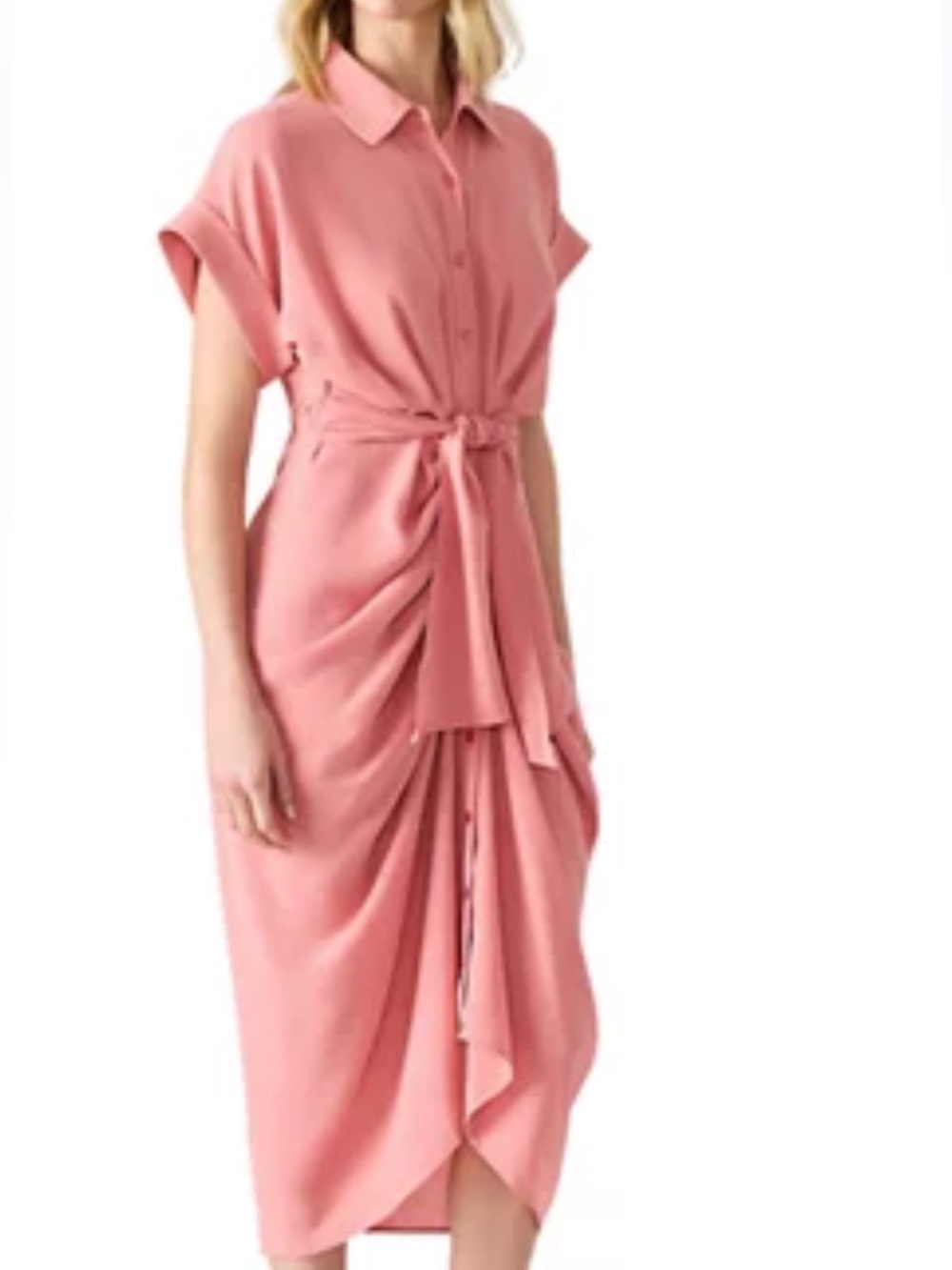 Steve Madden Coral Tie-Waist Midi Shirt Dress